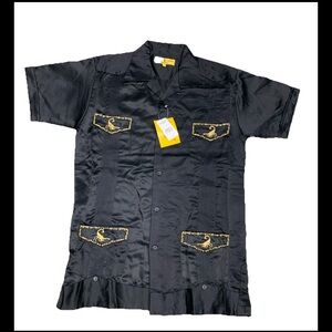 Stylish Black Shirt with Gold Details